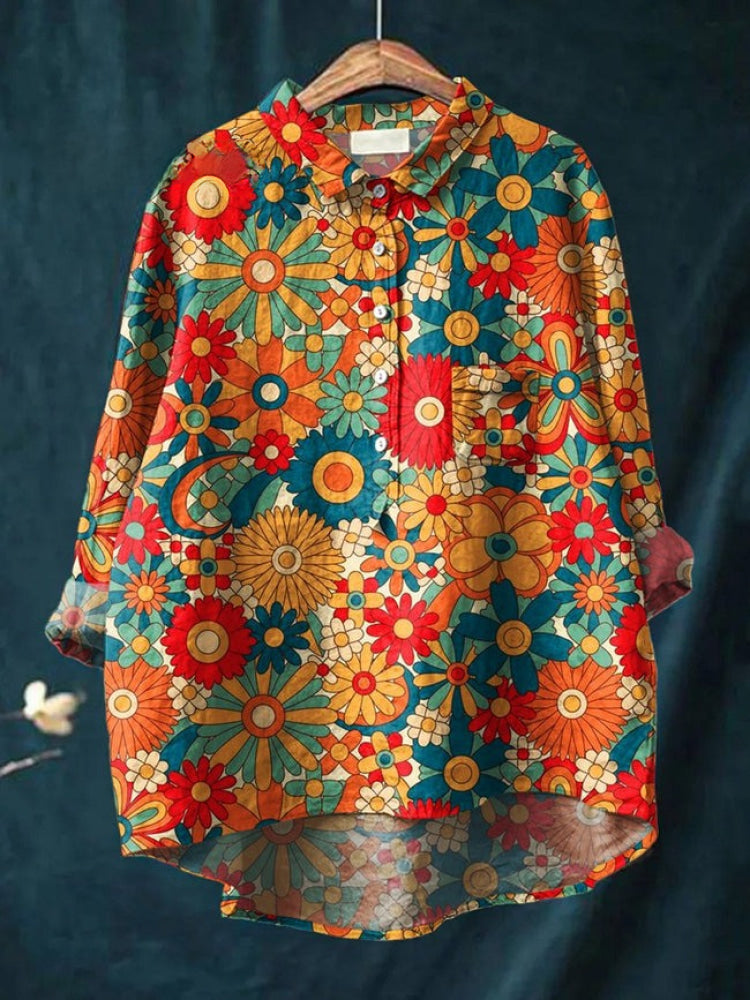 Veronica – Linen Patterned Shirt