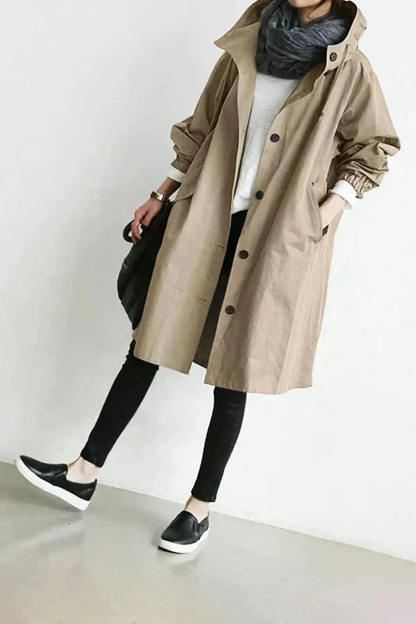 Women's Waterproof Hooded Oversized Trench Coat