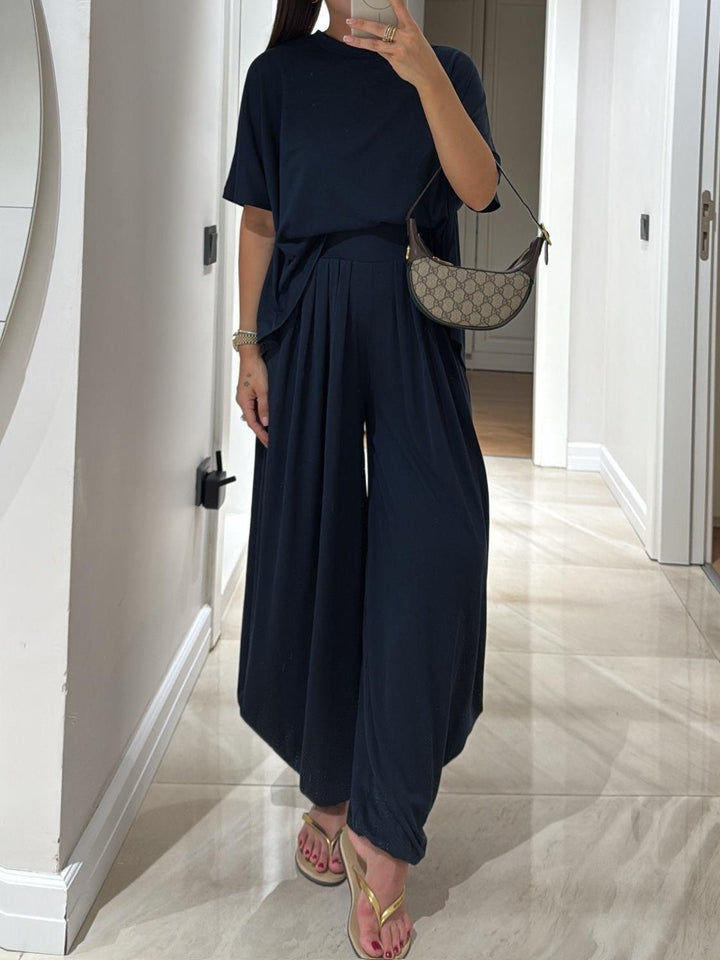 Leanne | Casual Top & Wide-Leg Pants Set