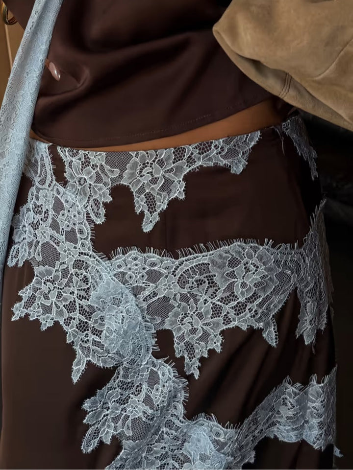 Mabel | Elegant Lace Panel Top & Skirt Set