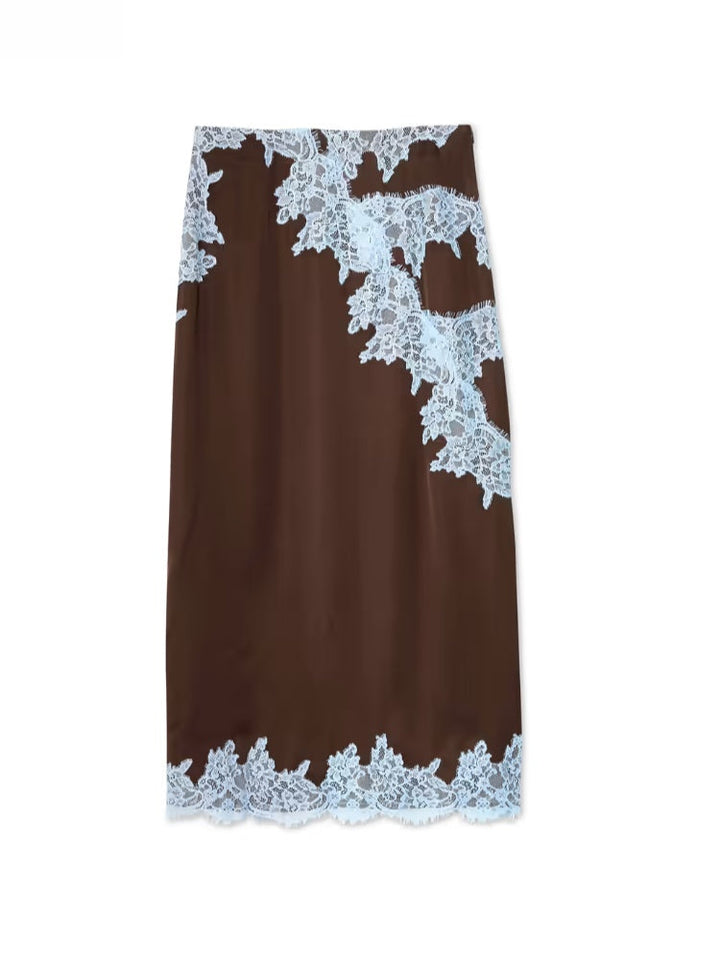 Mabel | Elegant Lace Panel Top & Skirt Set