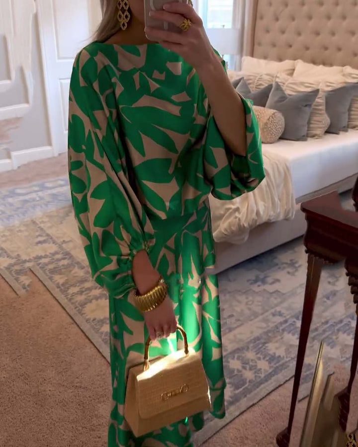 Ashley | Two-Piece Printed Set with Lantern Sleeves