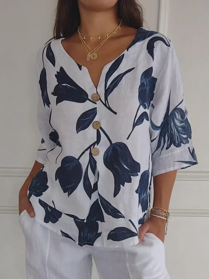 Sanne | Floral Button-Up Blouse