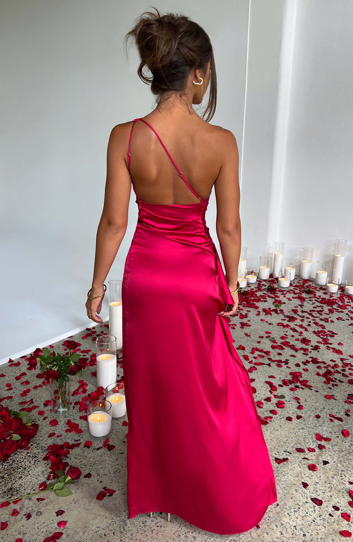 Celeste | Women's Wedding Guest Satin One Shoulder Bodycon Dress