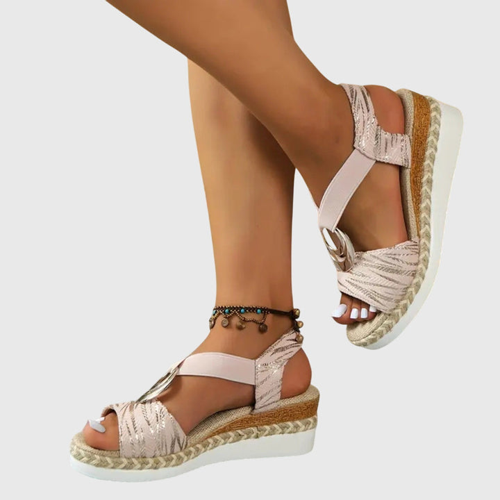 Women's Orthopedic Espadrille Wedge Sandals Metallic Trim