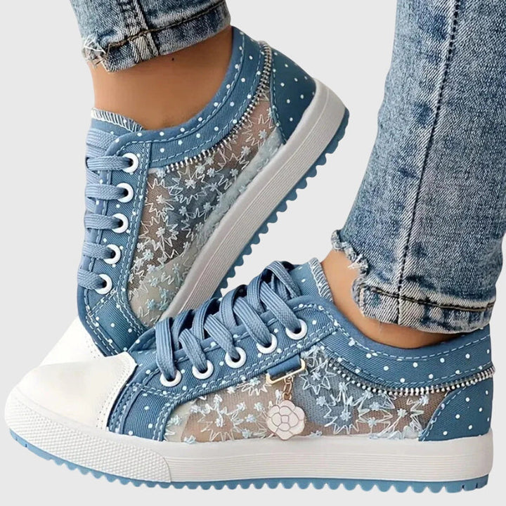 Women's Orthopedic Lace-Up Floral Mesh Detail Shoes