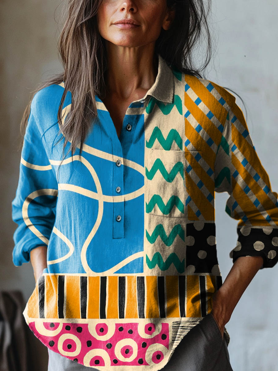 Veronica – Linen Patterned Shirt