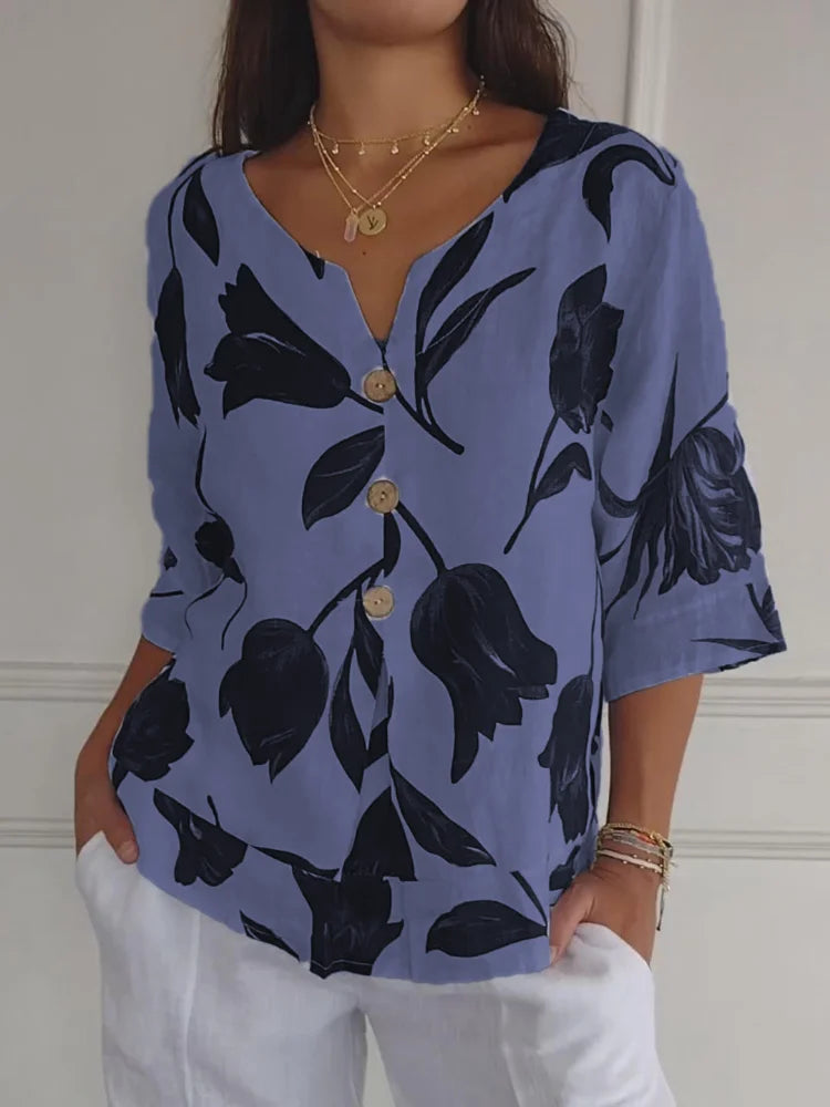 Sanne | Floral Button-Up Blouse