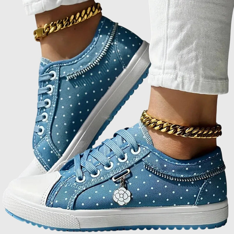 Women's Orthopedic Lace-Up Floral Mesh Detail Shoes