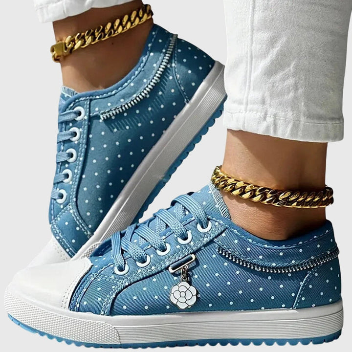 Women's Orthopedic Lace-Up Floral Mesh Detail Shoes
