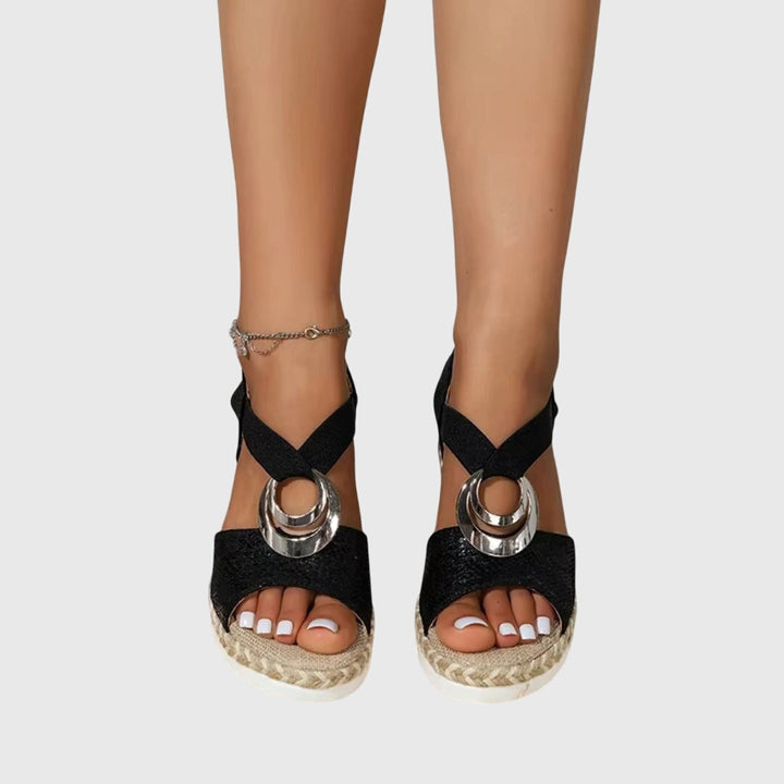 Women's Orthopedic Espadrille Wedge Sandals Metallic Trim