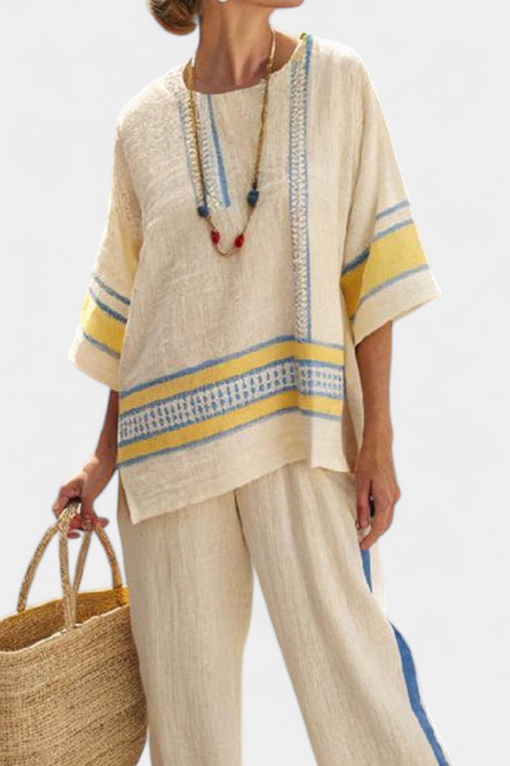 Veronica - yellow and linen pants