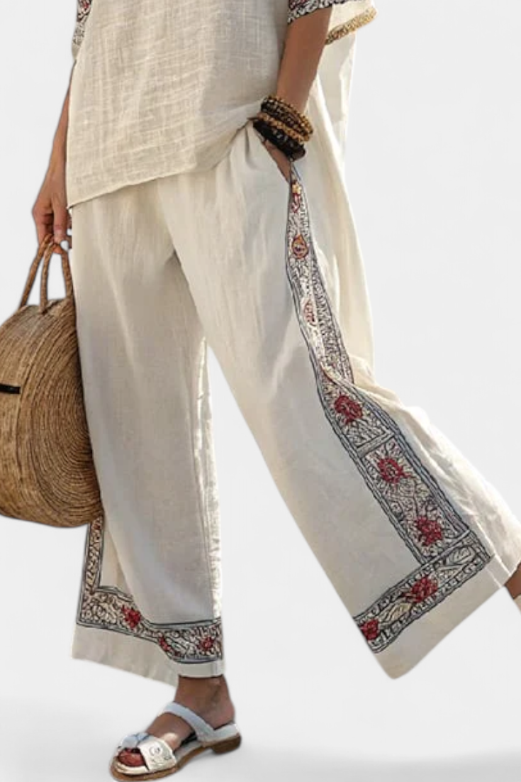 Veronica – Essential Embroidered Blouse and Wide Pants