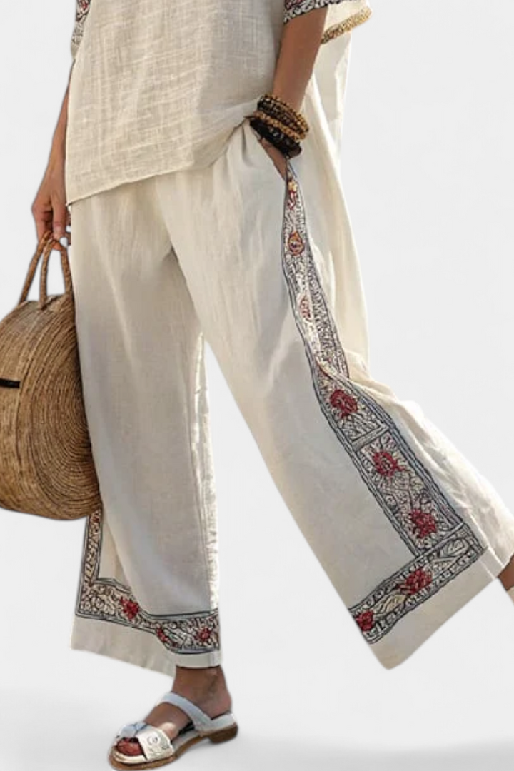 Veronica – Essential Embroidered Blouse and Wide Pants
