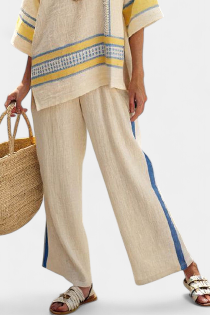 Veronica - yellow and linen pants