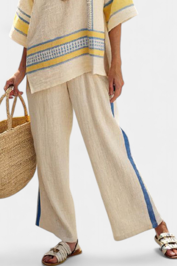 Veronica - yellow and linen pants