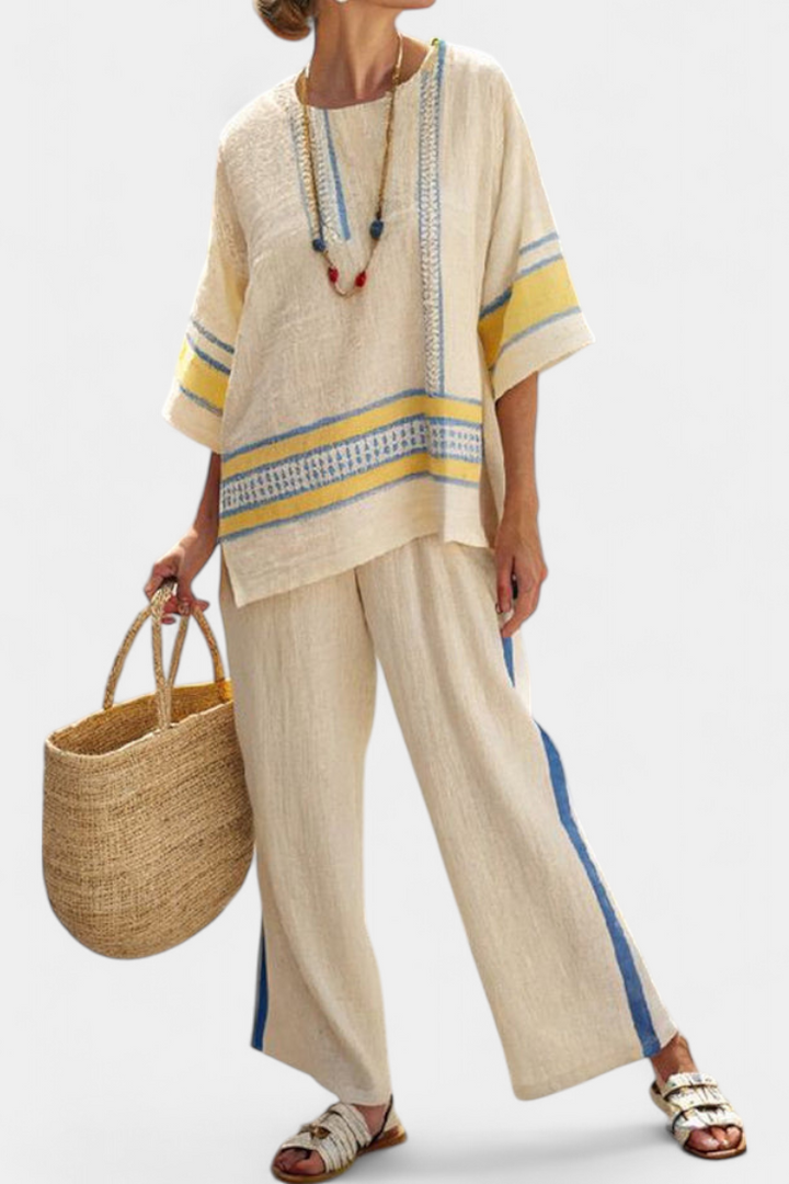 Veronica - yellow and linen pants