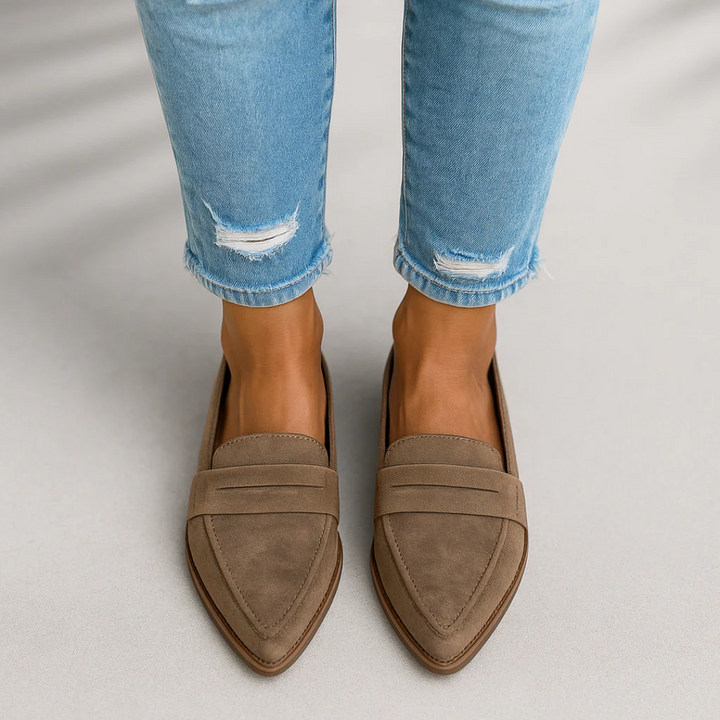 Women's Orthopedic Suede Pointed Toe Loafer Mule Slip-On