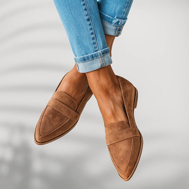Women's Orthopedic Suede Pointed Toe Loafer Mule Slip-On