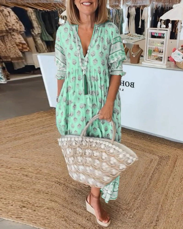 Audrey | Boho Midi Tassel Dress