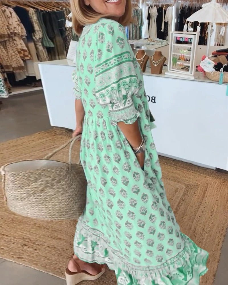 Audrey | Boho Midi Tassel Dress