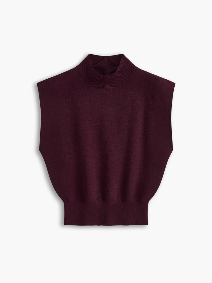 Noira | Women's Mock Neck Sleeveless Top Padded Shoulder Vest