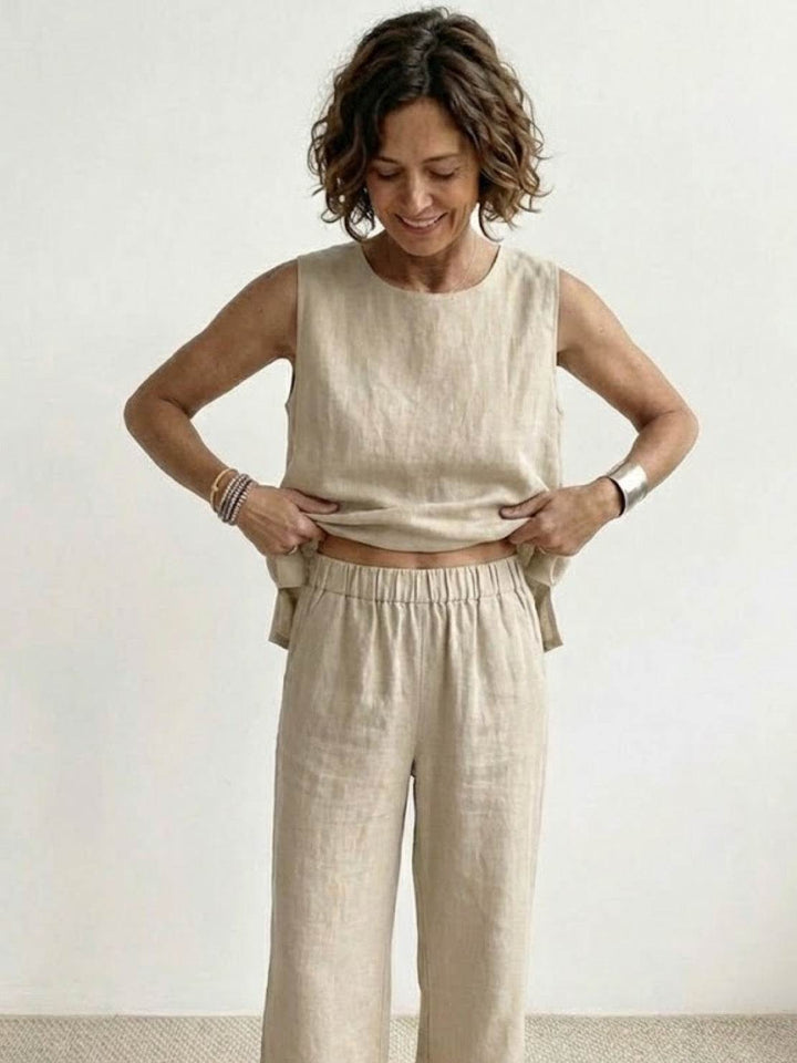 Olivia | Women's Sleeveless Tank Top and Wide-Leg Pants Set