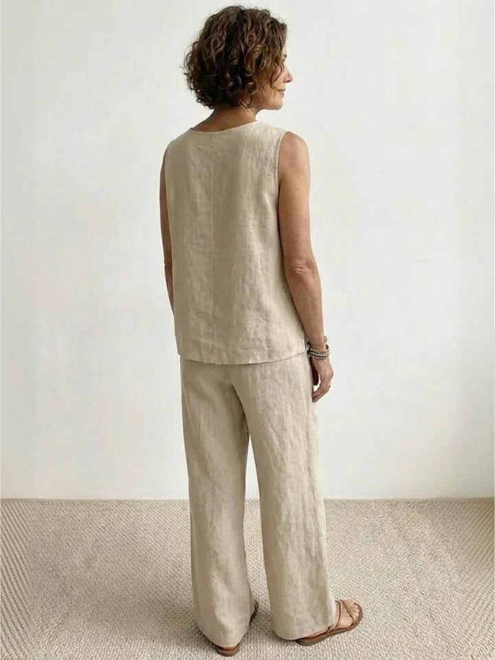 Olivia | Women's Sleeveless Tank Top and Wide-Leg Pants Set