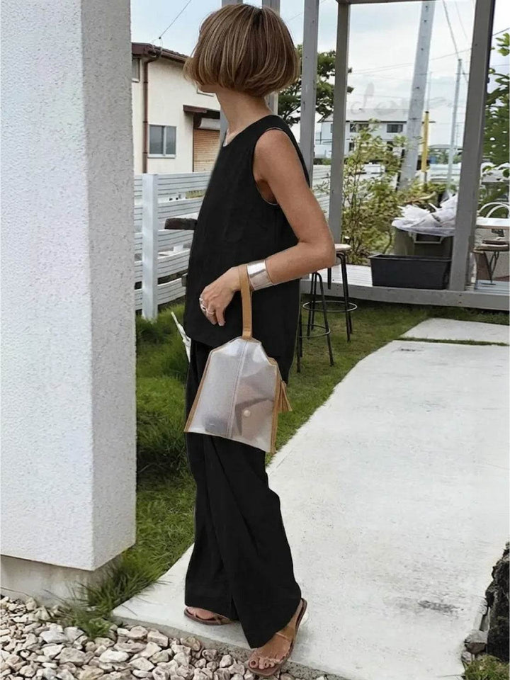 Olivia | Women's Sleeveless Tank Top and Wide-Leg Pants Set
