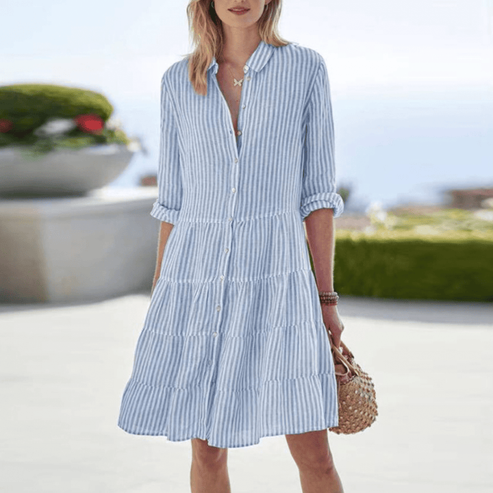Cassandra | Breezy Striped Dress With Buttons