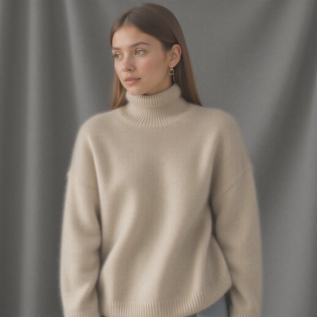 Women's Cashmere Roll Neck Oversized Sweater