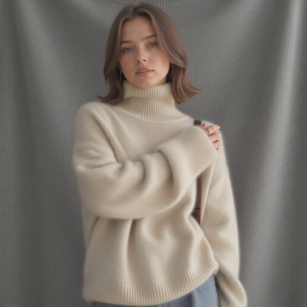 Women's Cashmere Roll Neck Oversized Sweater