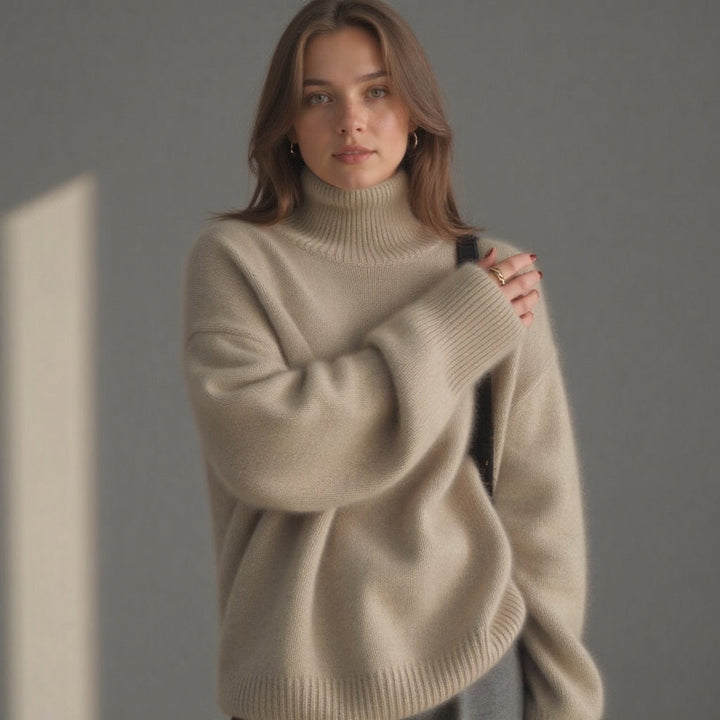 Women's Cashmere Roll Neck Oversized Sweater