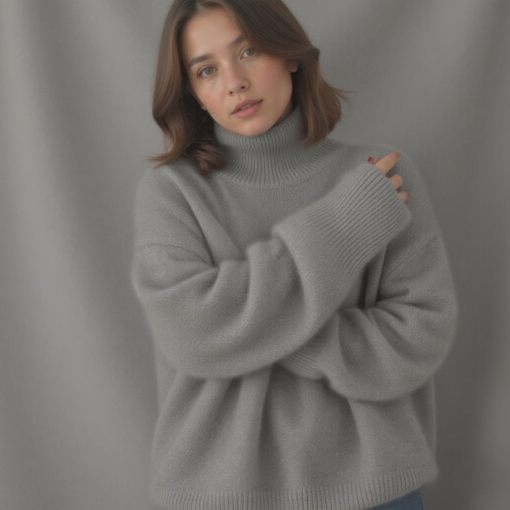 Women's Cashmere Roll Neck Oversized Sweater
