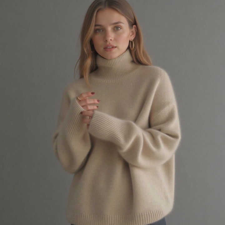 Women's Cashmere Roll Neck Oversized Sweater