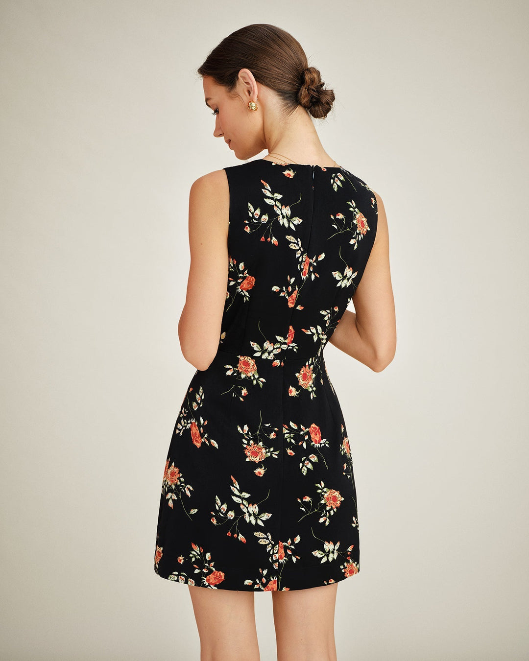 Women's Floral Print V-Neck Sleeveless A-Line Mini Dress