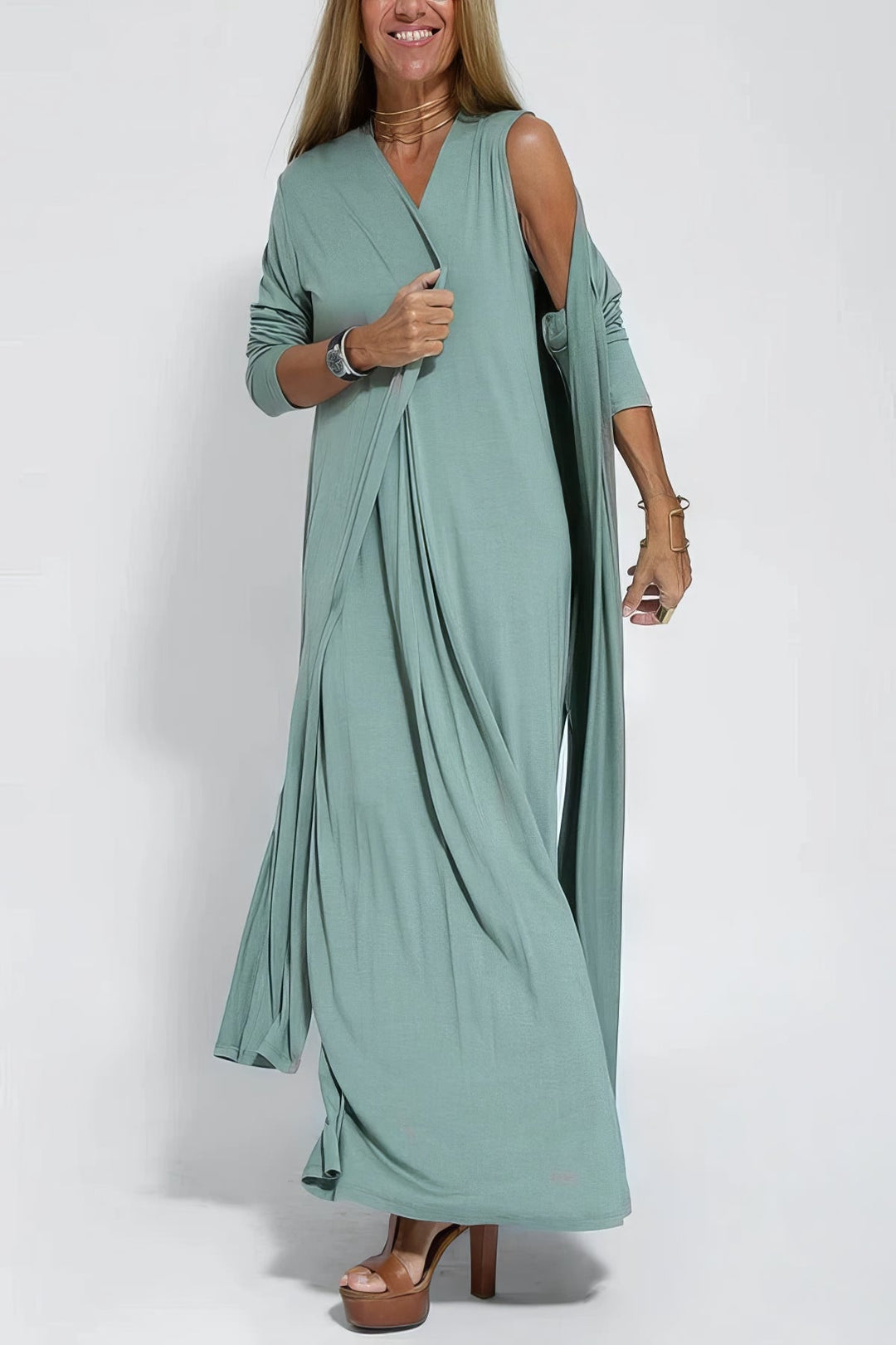 Juno | Elegant Long Dress with Coordinated Cardigan